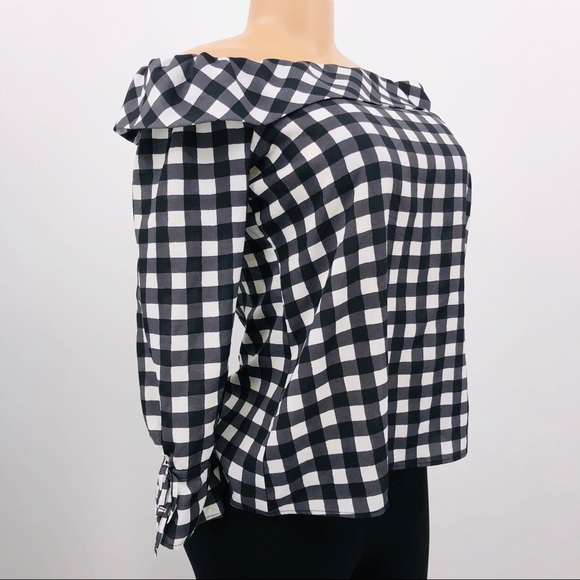 Banana Republic Checkered Off Shoulder Blouse - Picture 3 of 6
